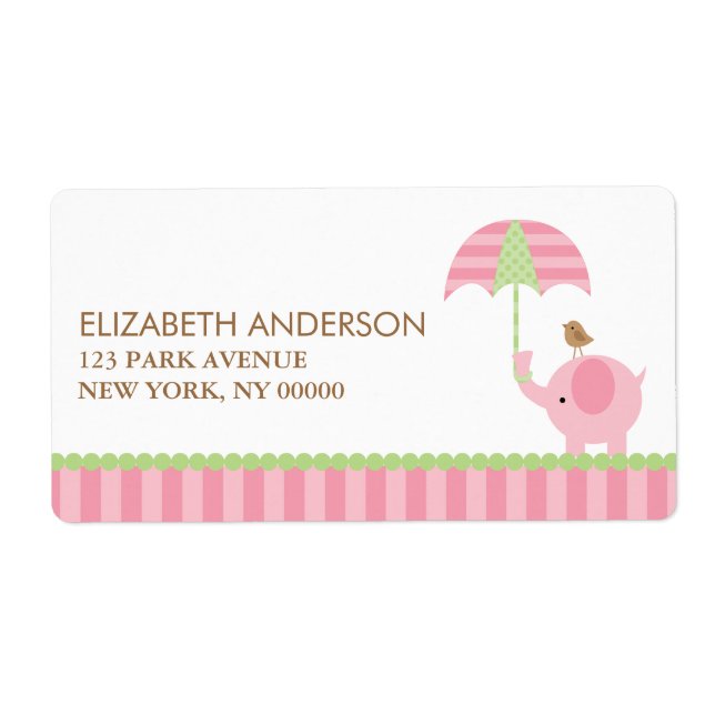 Pink Elephant Address Labels (Vorne)