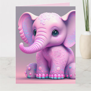 PINK ELEPHANT ART HAPPY BIRTHDAY Grußkarte Karte