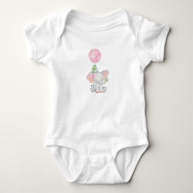 Pink Elephant Baby Bodysuit Strampler (Vorderseite)