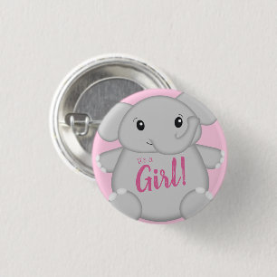 Pink Elephant Baby Dusche Button