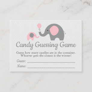 Pink Elephant Baby Dusche Candy Guessing Game Visitenkarte