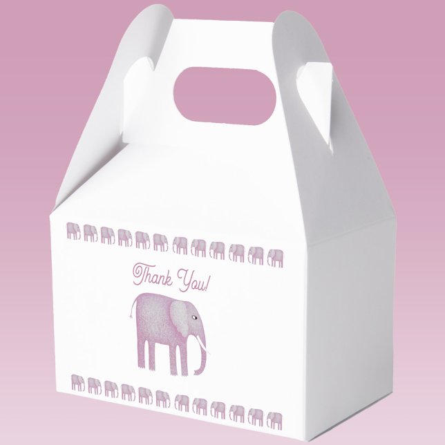 Pink Elephant Baby Dusche Danke Geschenkschachtel (Pink elephant thank you favor box)
