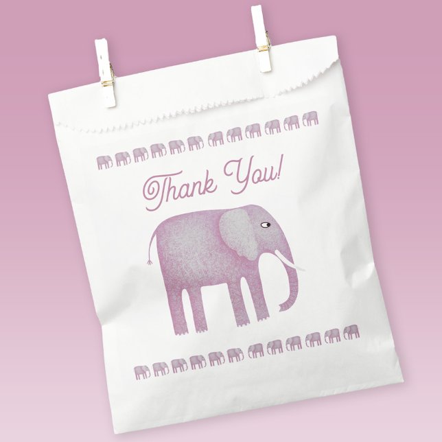 Pink Elephant Baby Dusche Danke Geschenktütchen (Pink watercolor elephant favor bag)