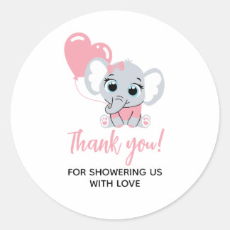 Pink Elephant Baby Dusche Danke Sticker