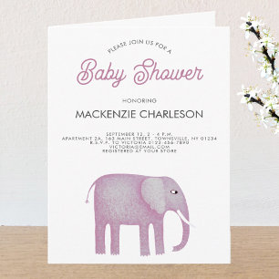 Pink Elephant Baby Dusche Einladung