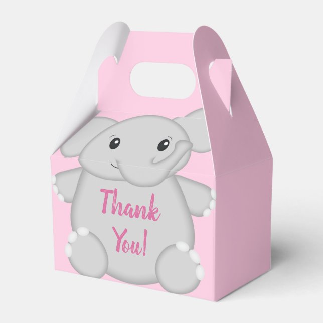 Pink Elephant Baby Dusche Geschenkschachtel (Vorderseite)
