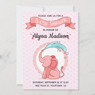 Pink Elephant Baby Dusche Karte