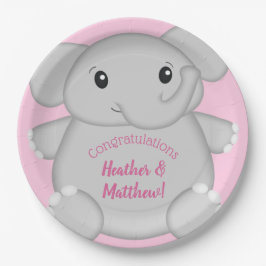 Pink Elephant Baby Dusche Pappteller