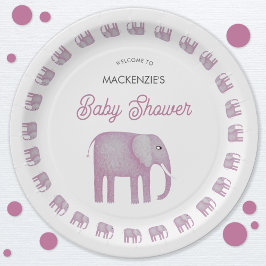 Pink Elephant Baby Dusche Pappteller