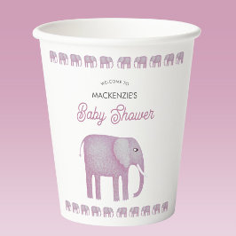 Pink Elephant Baby Dusche Personalisiert Pappbecher