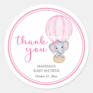 Pink Elephant Baby Dusche Runder Aufkleber
