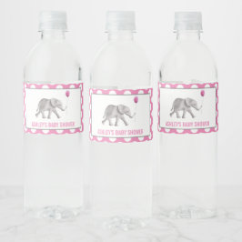 Pink Elephant Baby Dusche Wasserflaschen Etiketten