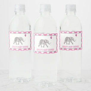Pink Elephant Baby Dusche Wasserflaschen Etiketten