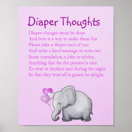 Pink Elephant Baby Dusche Windeln Gedanken Spiel Poster