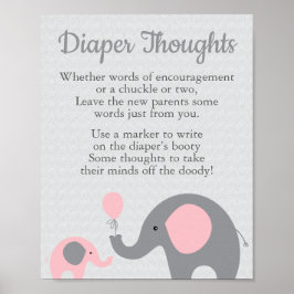 Pink Elephant Baby Dusche Windeln Gedanken Untersc Poster