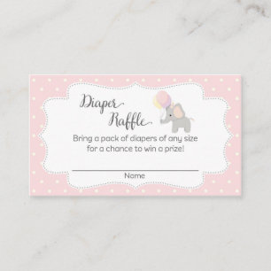 Pink Elephant Baby Dusche Windeln Raffel Tickets Begleitkarte