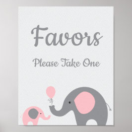 Pink Elephant Baby Duschfavoriten ein Zeichen nehm Poster