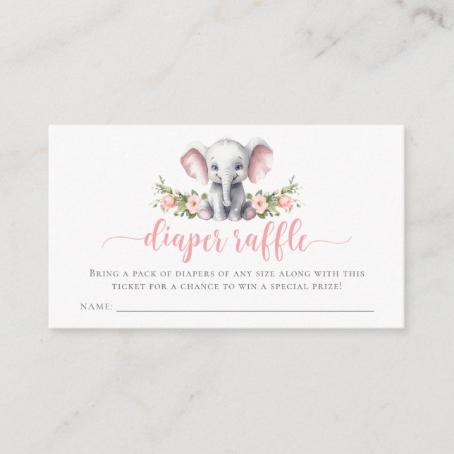Pink Elephant Baby Duschkopf Windeln Raffel Begleitkarte (Vorderseite)