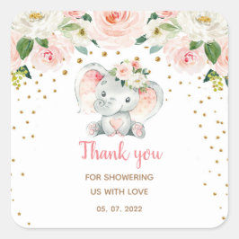 Pink Elephant Baby Duwer Fevor Tags Quadratischer Aufkleber