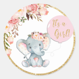 Pink Elephant Baby Duwer Gefallen Aufkleber Etiket