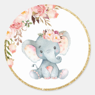 Pink Elephant Baby Duwer Gefallen Aufkleber Etiket