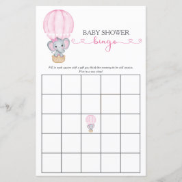Pink Elephant Baby Girl Dusche Bingo Spiel