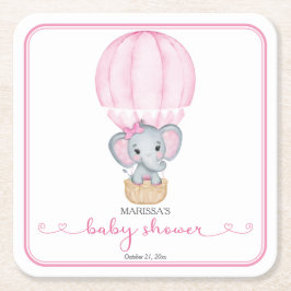 Pink Elephant Baby Girl Dusche Rechteckiger Pappuntersetzer
