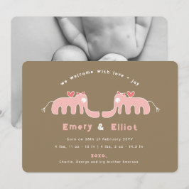 Pink Elephant Baby Girl Foto Geburtsankündigung Ankündigung