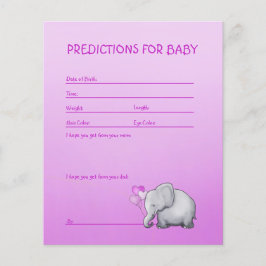 Pink Elephant Baby Girl Shower Predictions Spiel Flyer