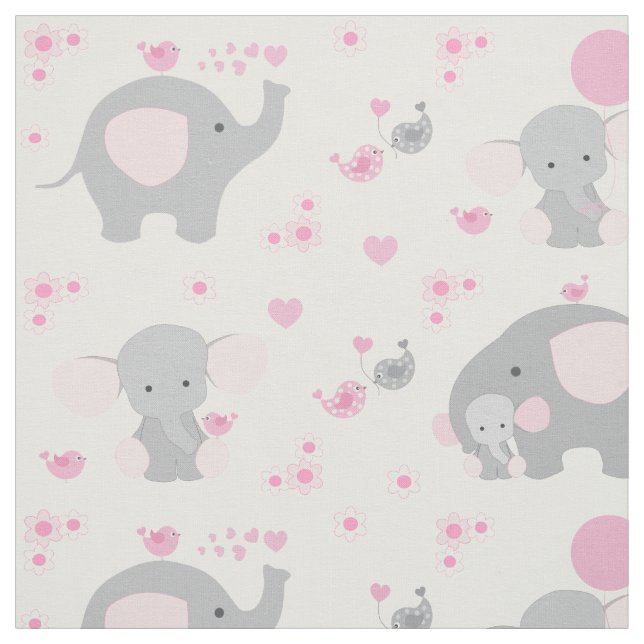 Pink Elephant Baby Girl Stoff (Muster)