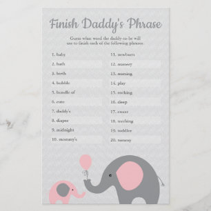 Pink Elephant Baby Shower beenden Daddy's Phrase Flyer
