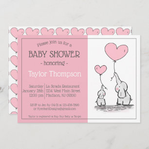 Pink Elephant Babyballon Dusche Einladung