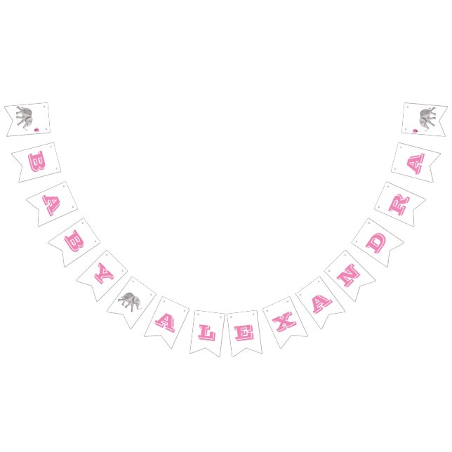 Pink Elephant Babydusche Banner Jäger Fahnen (Alle)