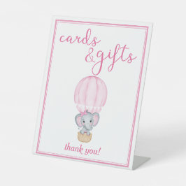 Pink Elephant Babyduschkarten und Geschenke Sockelschild