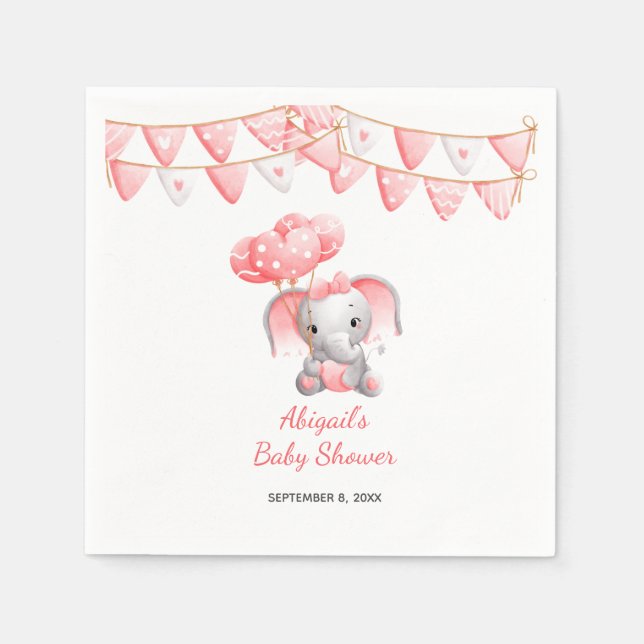 Pink Elephant Balloons Babydusche Serviette (Vorderseite)