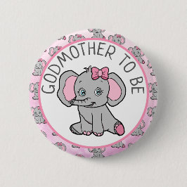 Pink Elephant Big Godmutter zu Baby Dusche Button