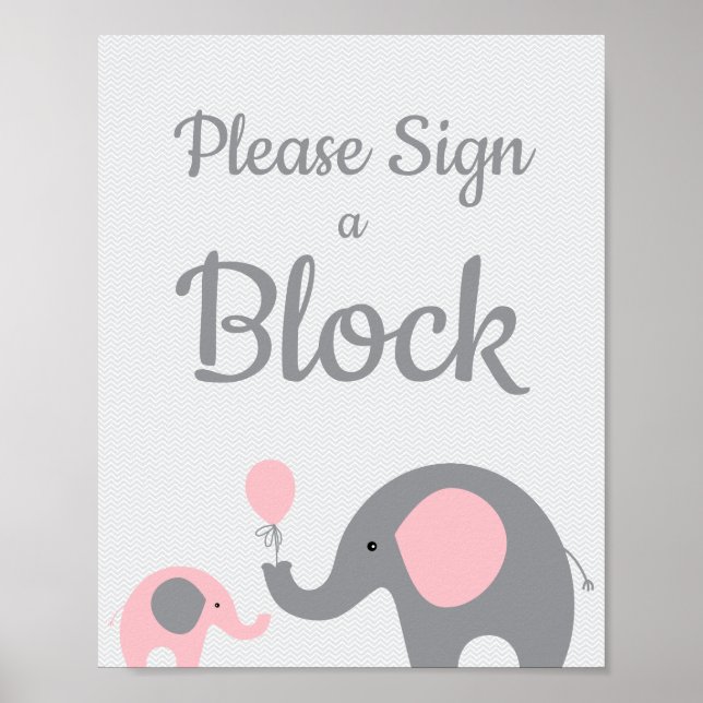 Pink Elephant Bitte unterschreiben Sie eine Blocks Poster (Vorne)