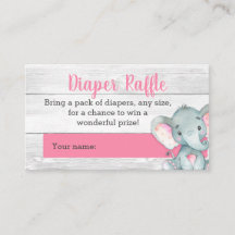 Pink Elephant Diaper Raffelkarten