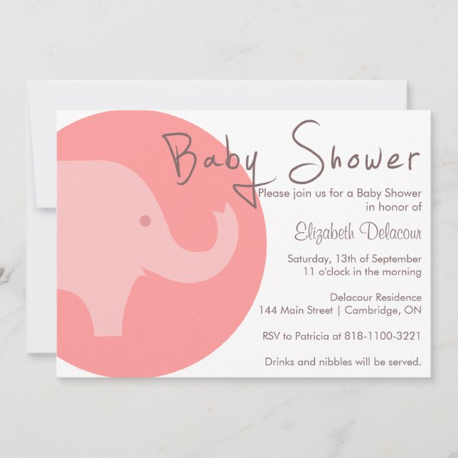 Pink Elephant Es ist eine Mädchen-Baby-Dusche Einl Einladung (Vorderseite)