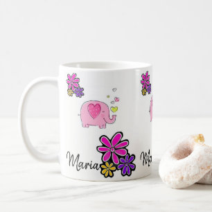 Pink Elephant Floral Tasse