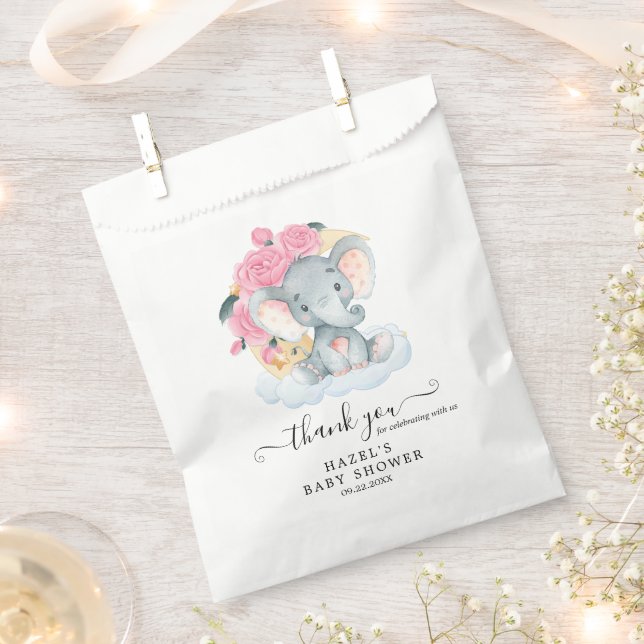Pink Elephant Girl Baby Dusche Gefallen Taschen Geschenktütchen (Ausgeschnitten)