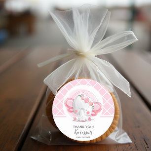 Pink Elephant Girl Baby Dusche Runder Aufkleber