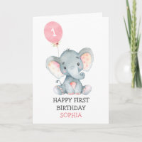 Pink Elephant Girl Erster Geburtstag 1. Geburtstag