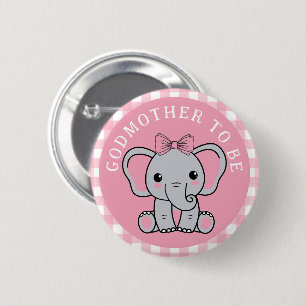 Pink Elephant Godmutter wird Babydusche Button