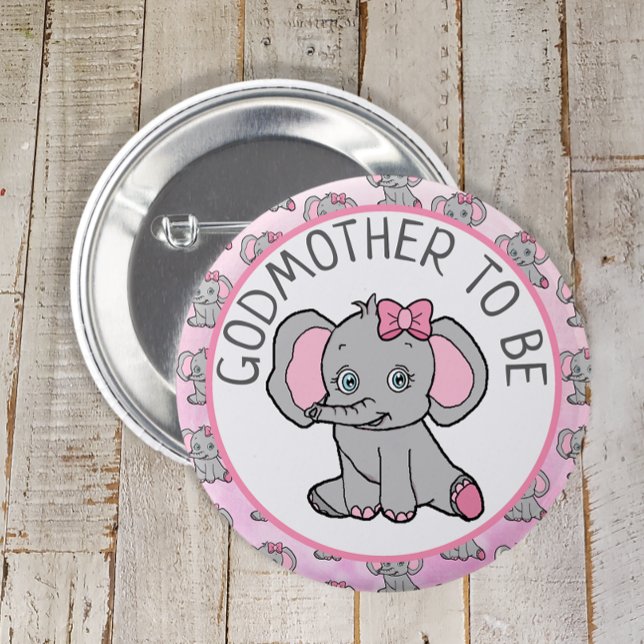 Pink Elephant Godmutter wird Babydusche Button (Von Creator hochgeladen)