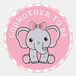 Pink Elephant Godmutter wird Babydusche Runder Aufkleber