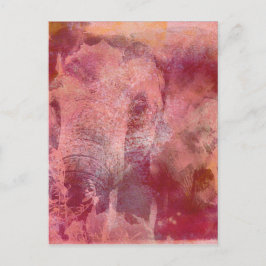 Pink Elephant Grunge Postkarte