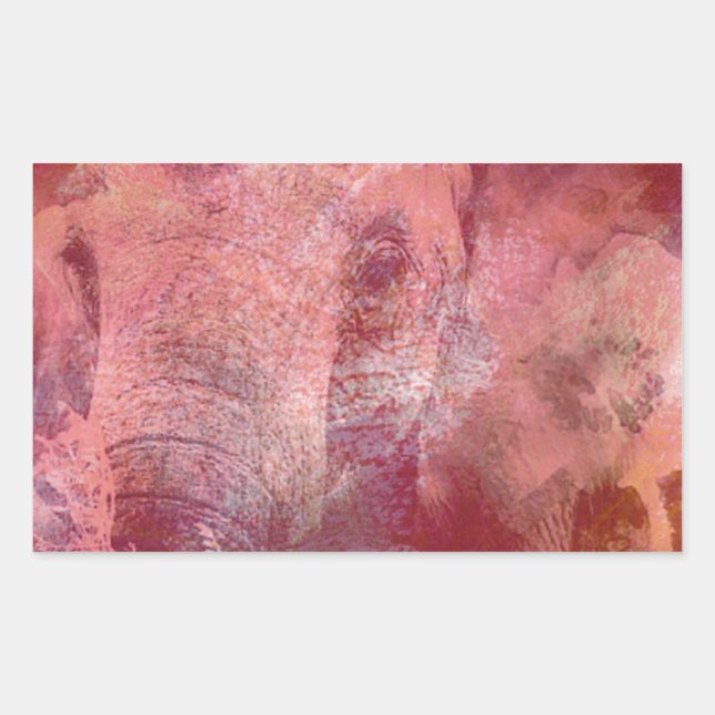 Pink Elephant Grunge Rechteckiger Aufkleber (Vorderseite)