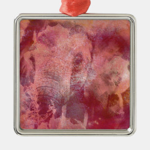 Pink Elephant Grunge Silbernes Ornament