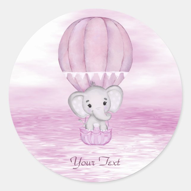 Pink Elephant Hot Air Ballon Aufkleber (Vorderseite)